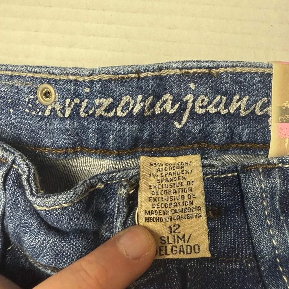 Vintage Arizona Girls Jeans 12 Slim Blue‎ Straight Leg Youth Denim Embroidered